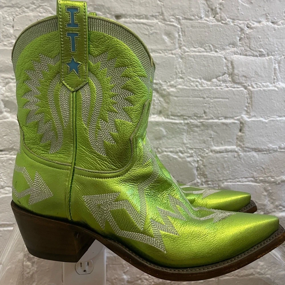 Miron Crosby Women’s Maggie Metallic Lime Green Cowboy Boots size 10 - Picture 8 of 8